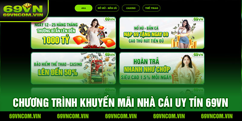Chương trình khuyến mãi nhà cái uy tín 69vn
